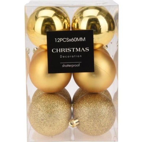 BOMBKA DEKORACYJNA PLASTIKOWA BEZPIECZNA 12SZT 60MM ZŁOTY