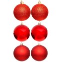 BOMBKA DEKORACYJNA PLASTIKOWA BEZPIECZNA 6SZT 80MM CZERWONY