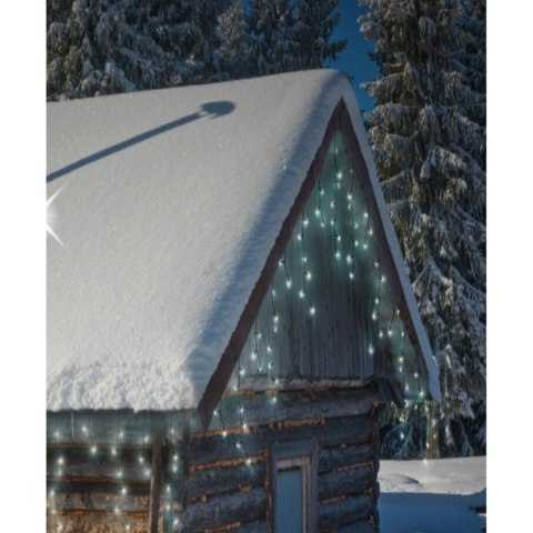 LAMPKI CHOINKOWE KURTYNA ŚWIETLNA ZEW 360 LED STEROWNIK TIMER ZIMNY BIAŁY KABEL ZIELONY