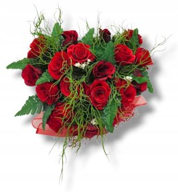 WIĄZANKA STROIK NA POMNIK SERCE KOMPOZYCJA KWIATOWA CZERWONE RÓŻE NA GRÓB