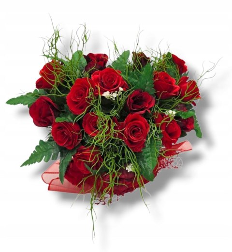 WIĄZANKA STROIK NA POMNIK SERCE KOMPOZYCJA KWIATOWA CZERWONE RÓŻE NA GRÓB