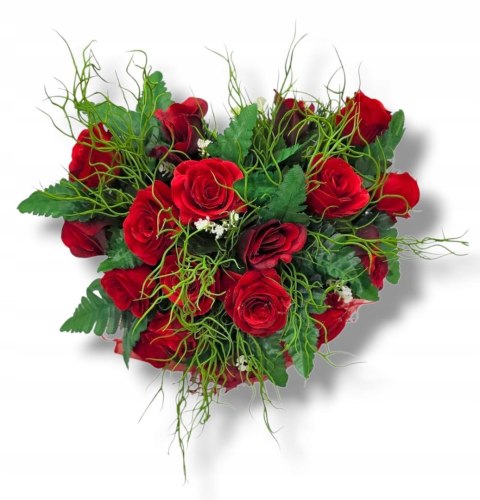 WIĄZANKA STROIK NA POMNIK SERCE KOMPOZYCJA KWIATOWA CZERWONE RÓŻE NA GRÓB