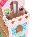 Domek dla lalek drewniany Lulilo Gardeno z ogródkiem mebelki 70cm różowy LED