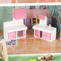 Domek dla lalek drewniany Lulilo Gardeno z ogródkiem mebelki 70cm różowy LED