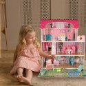 Domek dla lalek drewniany Lulilo Gardeno z ogródkiem mebelki 70cm różowy LED