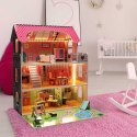 Domek dla lalek drewniany Lulilo Gardeno z ogródkiem mebelki 70cm różowy LED