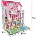 Domek dla lalek drewniany Lulilo Gardeno z ogródkiem mebelki 70cm różowy LED