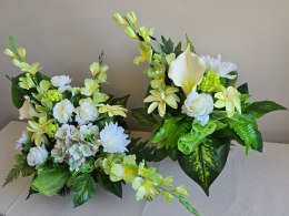 KOMPOZYCJA KOMPLET ZESTAW NA CMENTARZ STROIK NA GRÓB MISKA + BUKIET