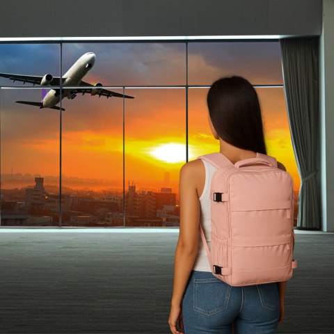 Plecak podróżny turystyczny bagaż różowy 45x30 cm