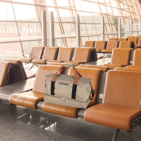 Torba podróżna sportowa bagaż podręczny do samolotu turystyczna beżowa