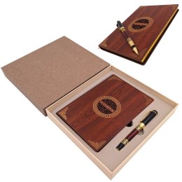 Ekskluzywny Zestaw Prezentowy Premium Notes Notatnik A5 Drewniany + Długopis - EE2