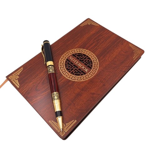 Ekskluzywny Zestaw Prezentowy Premium Notes Notatnik A5 Drewniany + Długopis - EE2