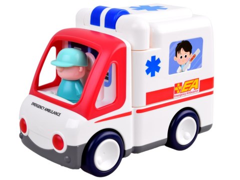 Interaktywne Autko Ambulans + akcesoria z ludzikami Dźwięk Światło ZA4540