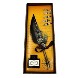 Zestaw do Kaligrafii Retro z Piórem Gęsim Vintage 6 Stalówek Atrament Prezent - EE5