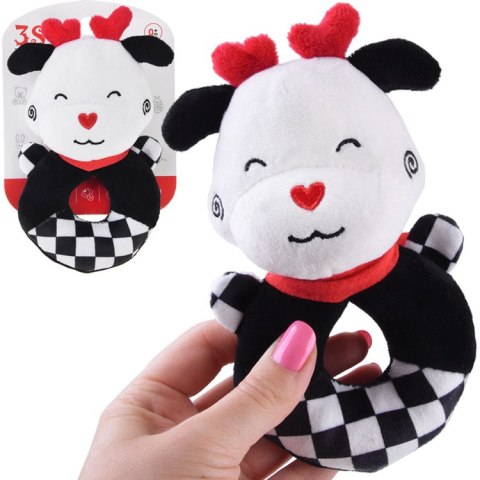 Grzechotka kontrastowa dla niemowlaka z piszczałką KRÓWKA ZA5777