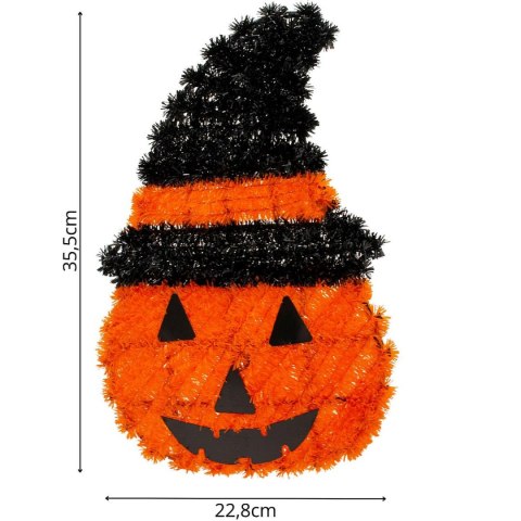 FIGURKA DEKORACYJNA DYNIA 35CM HALLOWEEN POMARAŃCZOWY PASEK