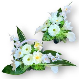 ZESTAW KOMPLET NA CMENTARZ STROIK I BUKIET KWIATY NA GRÓB POMNIK