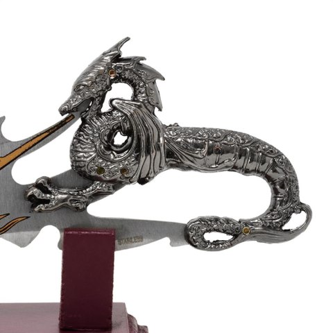 Sztylet dekoracyjny smok na podstawie 34 cm - fantasy - stal nierdzewna - SW-185