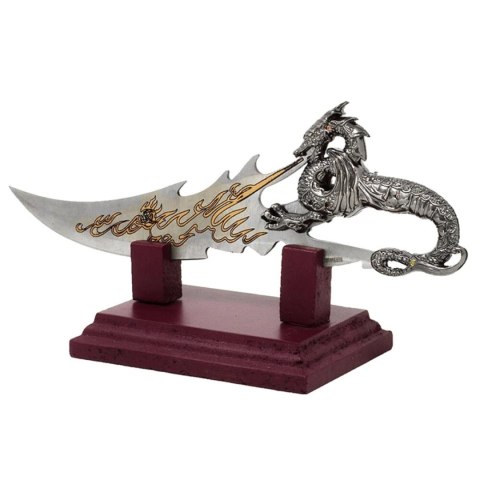 Sztylet dekoracyjny smok na podstawie 34 cm - fantasy - stal nierdzewna - SW-185