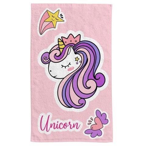 Ręcznik przedszkolny dla dziecka 30x50 Jednorożec jasny róż