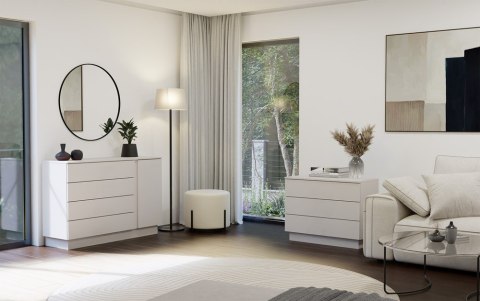 Komoda AMBER 1D4S Szafka 1 Drzwi 4 Szuflady Do Sypialni Salonu KASZMIR Beż