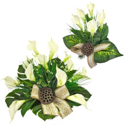 ZESTAW KOMPLET NA CMENTARZ STROIK I BUKIET KWIATY NA GRÓB POMNIK