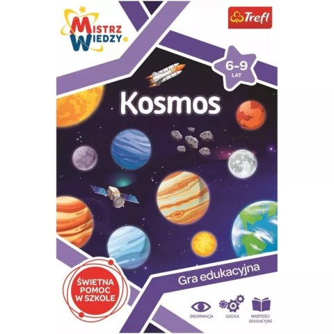 Zestaw Trefl Mistrz Wiedzy Kosmos gra edukacyjna + projektor astronauta