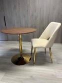 Stół okrągły VICTORY BROWN WOOD 70 cm GOLD
