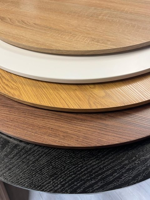 Stół okrągły VICTORY BROWN WOOD 70 cm SILVER