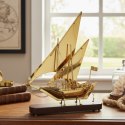 Okręt mosiężny na podstawie drewnianej 43cm - N-4453