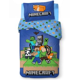 Pościel bawełna 140x200+1p70x90 Minecraft niebieski