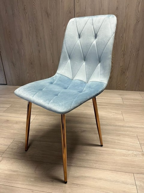 Krzesło tapicerowane BORGO VELVET LIGHT BLUE ROSE GOLD