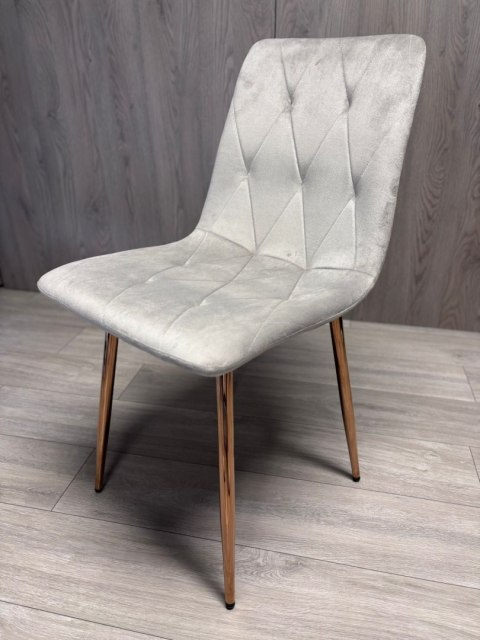 Krzesło tapicerowane BORGO VELVET LIGHT GREY ROSE GOLD