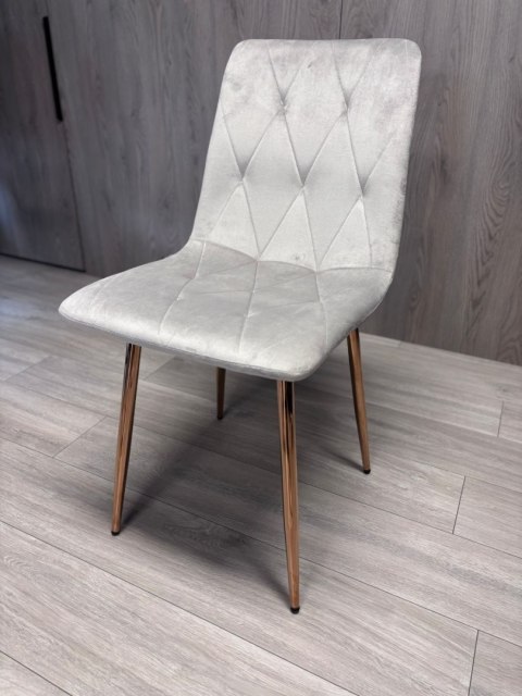 Krzesło tapicerowane BORGO VELVET LIGHT GREY ROSE GOLD