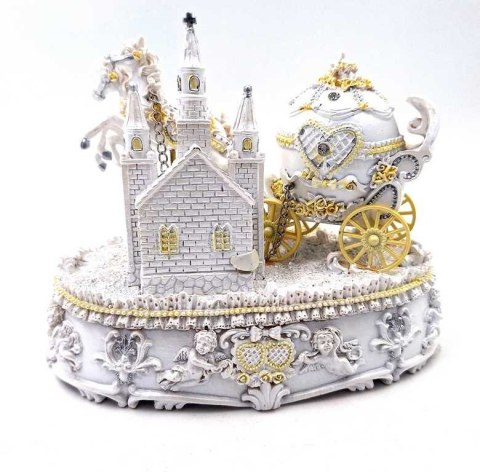 Pozytywka Bryczka Ślubna Dekoracja Prezent dla Nowożeńców - 14279