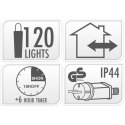 LAMPKI CHOINKOWE ŁAŃCUCH ŚWIETLNY 120LED TIMER MULTIKOLOR MACARON