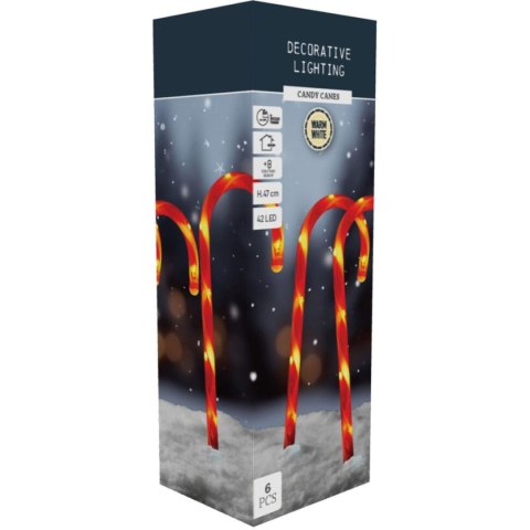 LAMPKI ZEWNĘTRZNE LASKI ŚWIĄTECZNE CANDY ZESTAW 6SZT