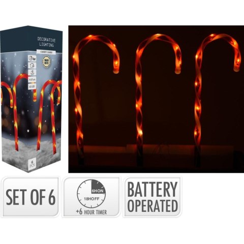 LAMPKI ZEWNĘTRZNE LASKI ŚWIĄTECZNE CANDY ZESTAW 6SZT