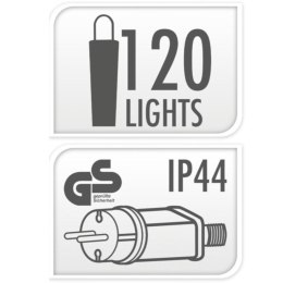 ŚWIATŁA LED Z DEKORACYJNĄ KULKĄ 120 LED CIEPŁY BIAŁY