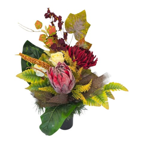 KOMPLET ZESTAW NA CMENTARZ STROIK I BUKIET KWIATY NA GRÓB POMNIK