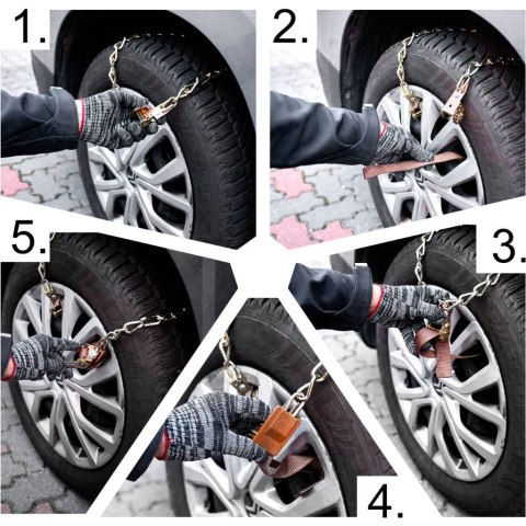 Łańcuchy śniegowe nakładki antypoślizgowe na koła opony na śnieg 8el.