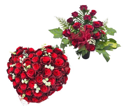 Zestaw stroiki na cmentarz grób bukiet serce na wszystkich świętych