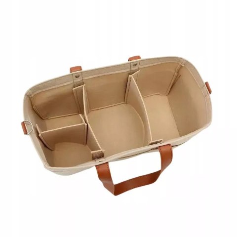 Duży Filcowy Organizer Beżowy XXL Dla Mamy i Maluszka Na Pieluszki i Akcesoria TF3