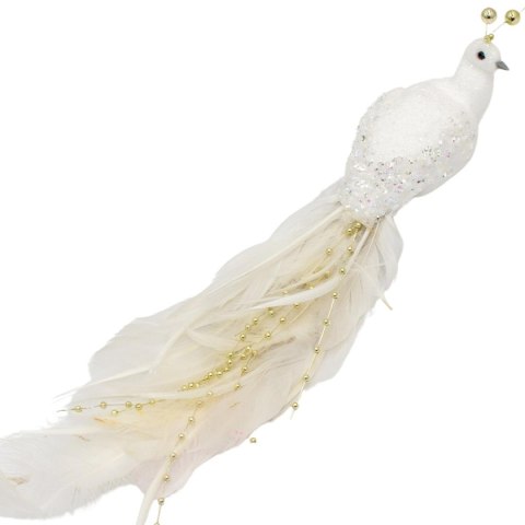 PTASZEK DEKORACYJNY NA KLIPIE 38CM - BIAŁY