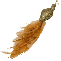 PTASZEK DEKORACYJNY NA KLIPIE 38CM - ZŁOTY