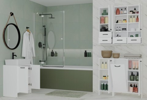 Słupek Łazienkowy Szafka NINA 2DUM BIAŁY 2 Drzwi Półki Regał Pod Umywalkę