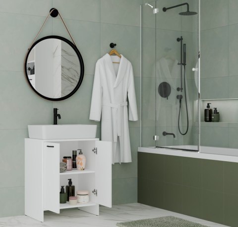 Słupek Łazienkowy Szafka NINA 2DUM BIAŁY 2 Drzwi Półki Regał Pod Umywalkę