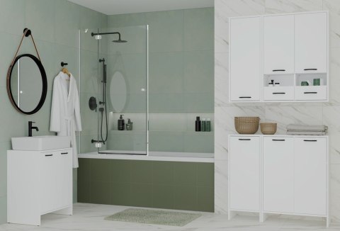 Szafka Łazienkowa Wisząca Regał NINA W1D BIAŁY Słupek 1 Drzwi 3 Półki