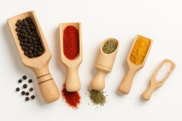 Czerpak szufelka do przypraw 5 szt - zestaw | Łyżeczki miarki do przypraw | Mini szufelki kuchenne | Łopatki dozujące przyprawy 