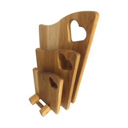 Deska dębowa do krojenia komplet 3 szt z podstawką | Deski kuchenne drewniane zestaw | Dębowe deski do serwowania | Naturalne de